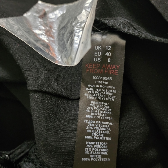 TOP SHOP Illusion Lace Yoke Long Sleeve Body Con Mini Dress - Picture 7 of 7